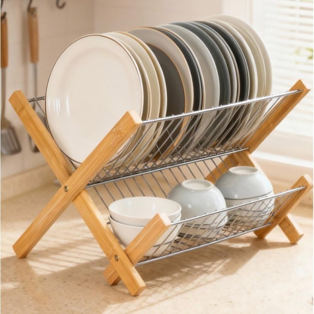 Foldable Bamboo Drain Rack Bamboo Kitchen Storage Organizer New Foldable Dish Rack For Kitchen