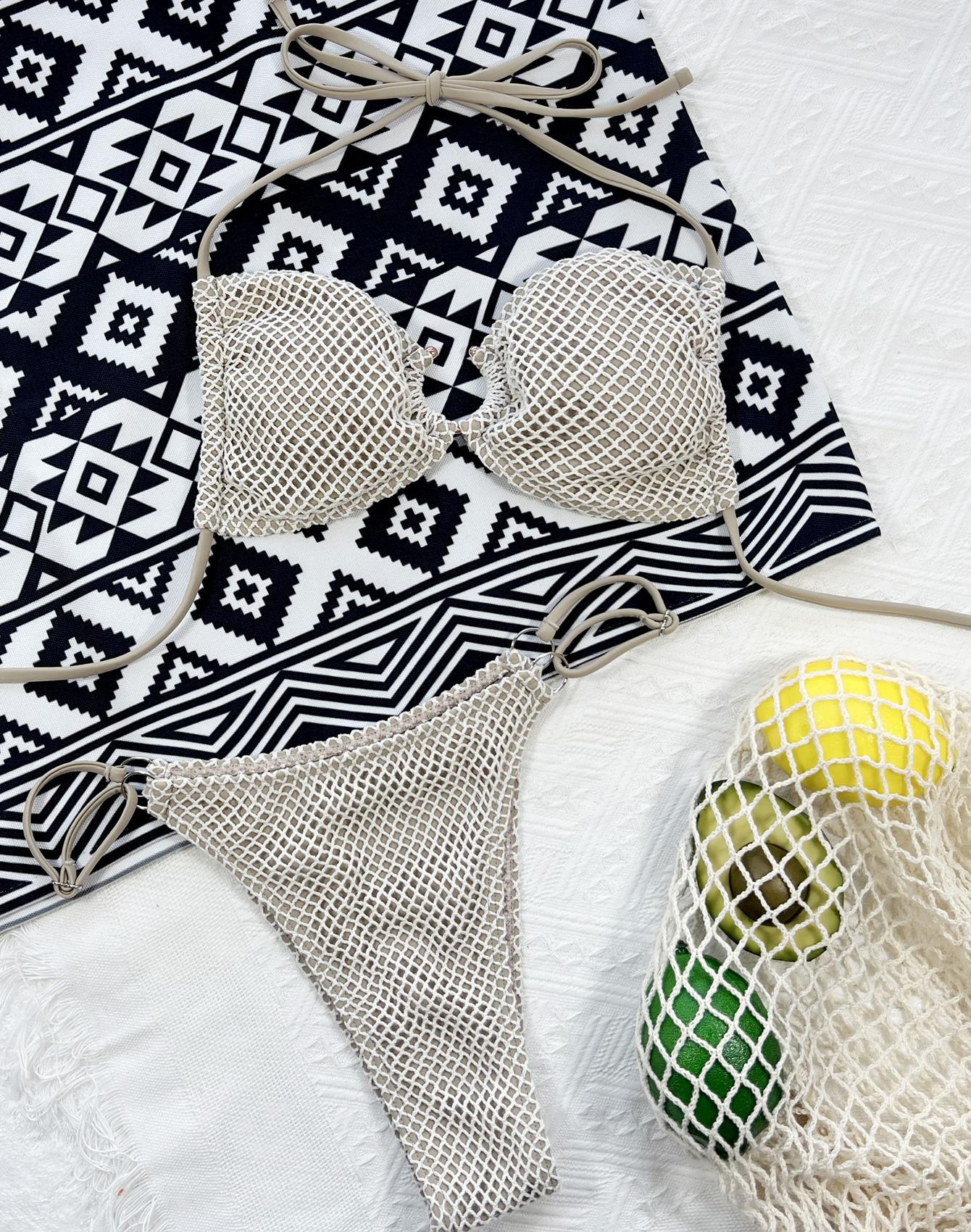 

Женский купальник, сплошной цвет, сексуальный бикини с завязкой на спине, двухсекционный купальник, пляжная одежда, купальные костюмы L хаки