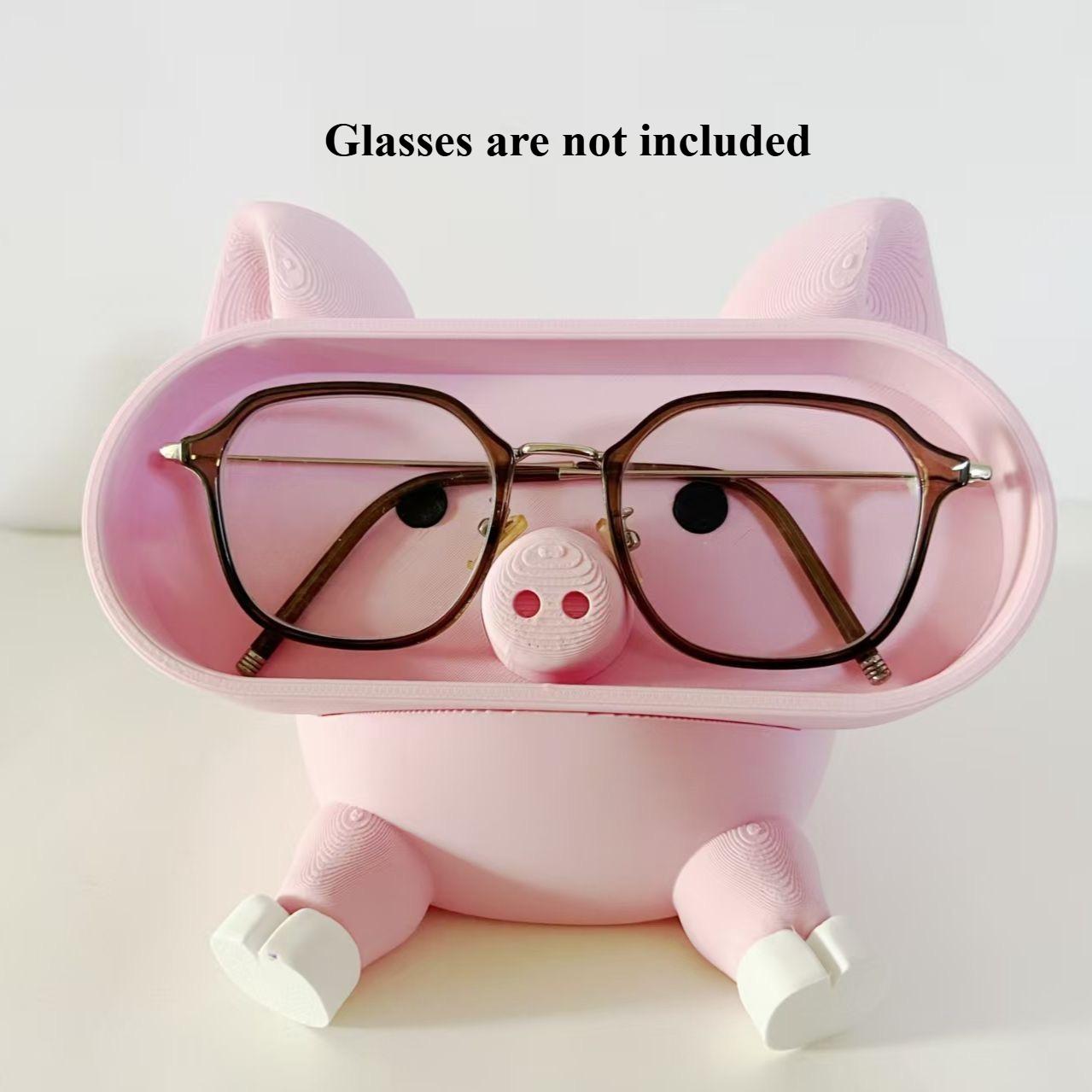 

Cute and interesting pig glasses storage box office desktop storage box entrance key storage miscellaneous storage phone holder розовый