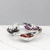 Treat Serving Bowl with Flowing Shallow Profile, Silver-Tone Metal Candy Dish for Dried Fruit, Afternoon Tea, Coffee Tables and Guest Gatherings