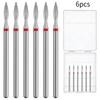 6pcs/SET Nail Dill Bits Diamond Milling Cutter for Manicure 3/32" Burr Electric Nail File Cuticle Remover Tool