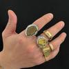 6Pcs/Set Punk Rings Hip-hop Men Rings Retro Geometric Open Rings  Male