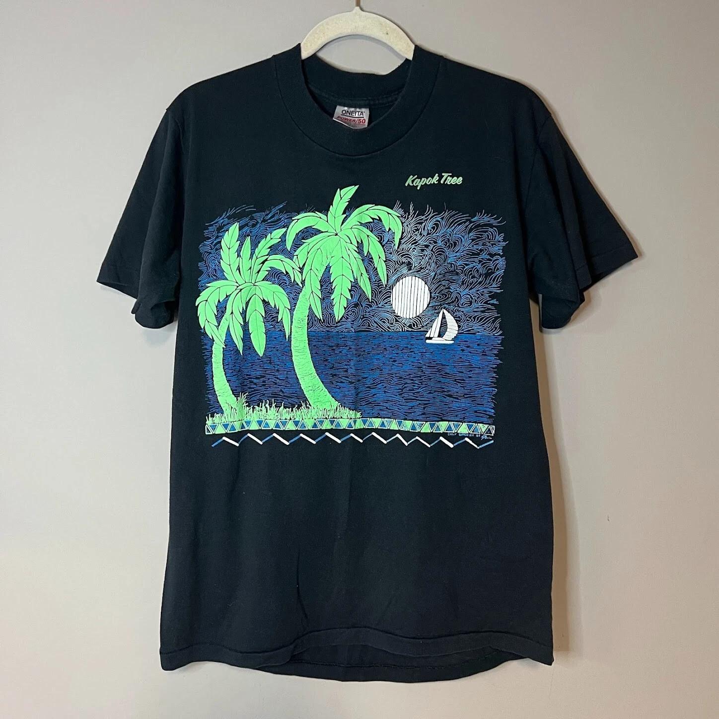 

VTG Kapok Tree Neon Graphic T-Shirt Single Stitch Adult Large Bright 80s 90s L