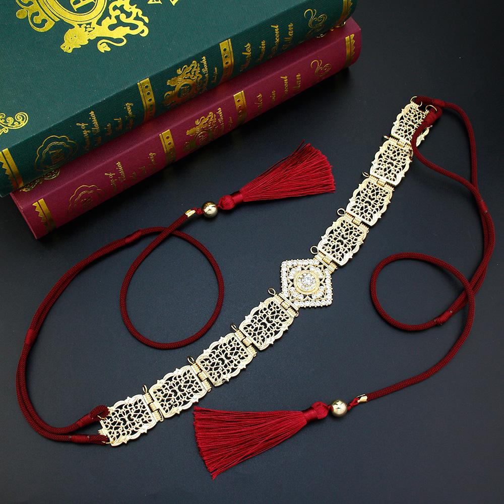 

Тонкий женский браслет с кристаллами золотого цвета на талии, цепочка для тела, свадебные украшения красный