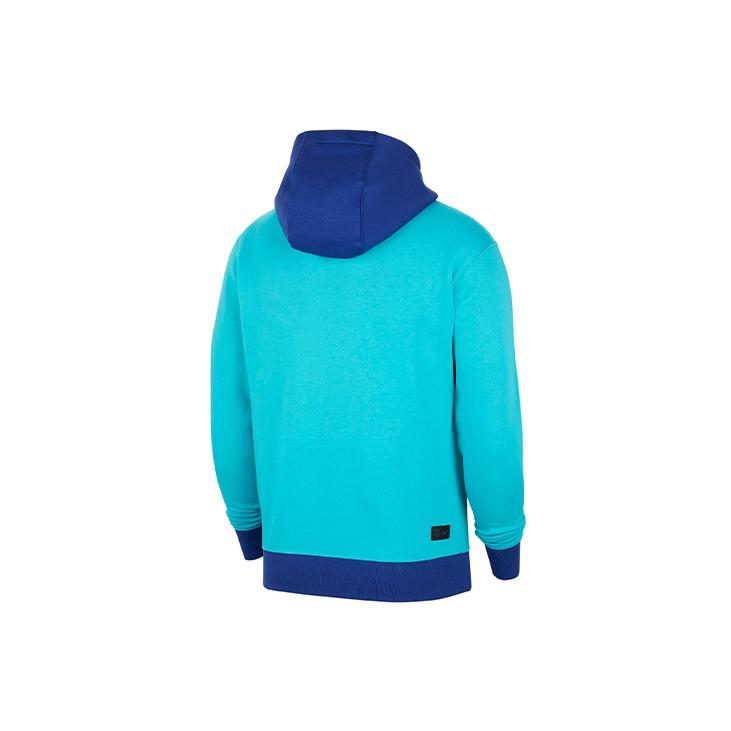 Nike FC Barcelona Soccer Training Fleece Hoodie Pullover Men Tops Blue CV8664-343
