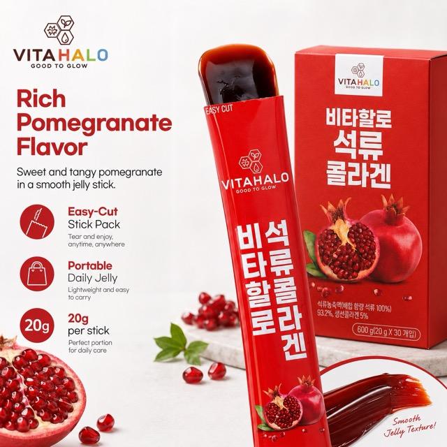 VITAHALO Granatapfel Kollagen Gelee Stick 20g 30 Stück