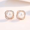 BELLA BOX Women Wedding Stud Earrings Imitation Pearl Design With Crystal Cubic Zirconia Elegant Female Earrings Trendy Jewelry