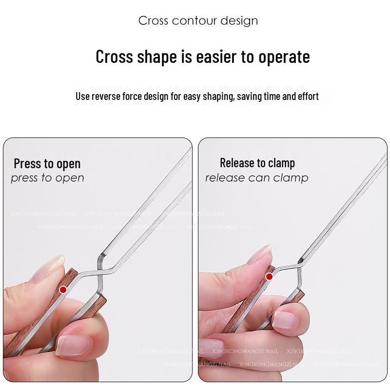 Nerezové tvarovací klipsy a pinzeta pro Nail Art na gelové prodlužování nehtů