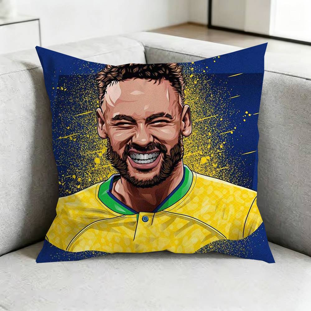 Cool NeymarR Football Cartoon Square DoubleSided printed Pillow Case Bedroom Bedside Pillow Sofa Cushion Cover Gift