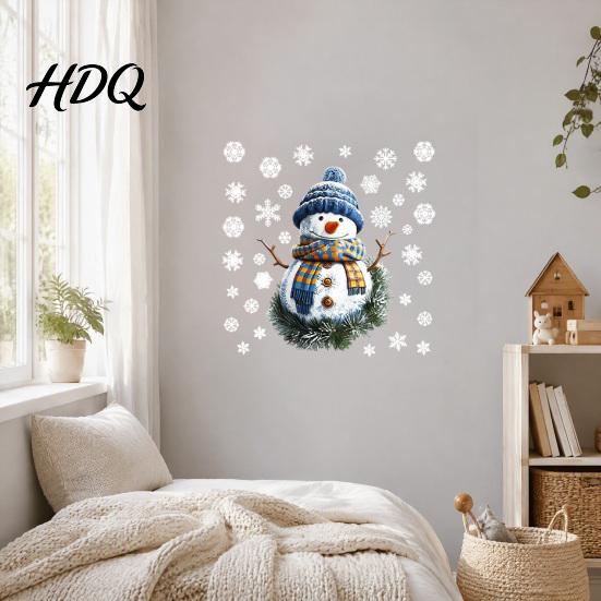 Moisture Proof Wall Decor for Classroom Christmas Santa Claus/Snowman Static Glass Stickers Removable Windows Clings PVC Waterproof Stickers Kitchen
