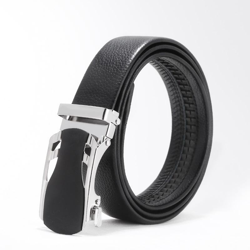 Men'S Belt No Standard Casual Belt Foreign Trade Youth Simple Automatic Buckle Imitation Leather Iron Buckle Belt