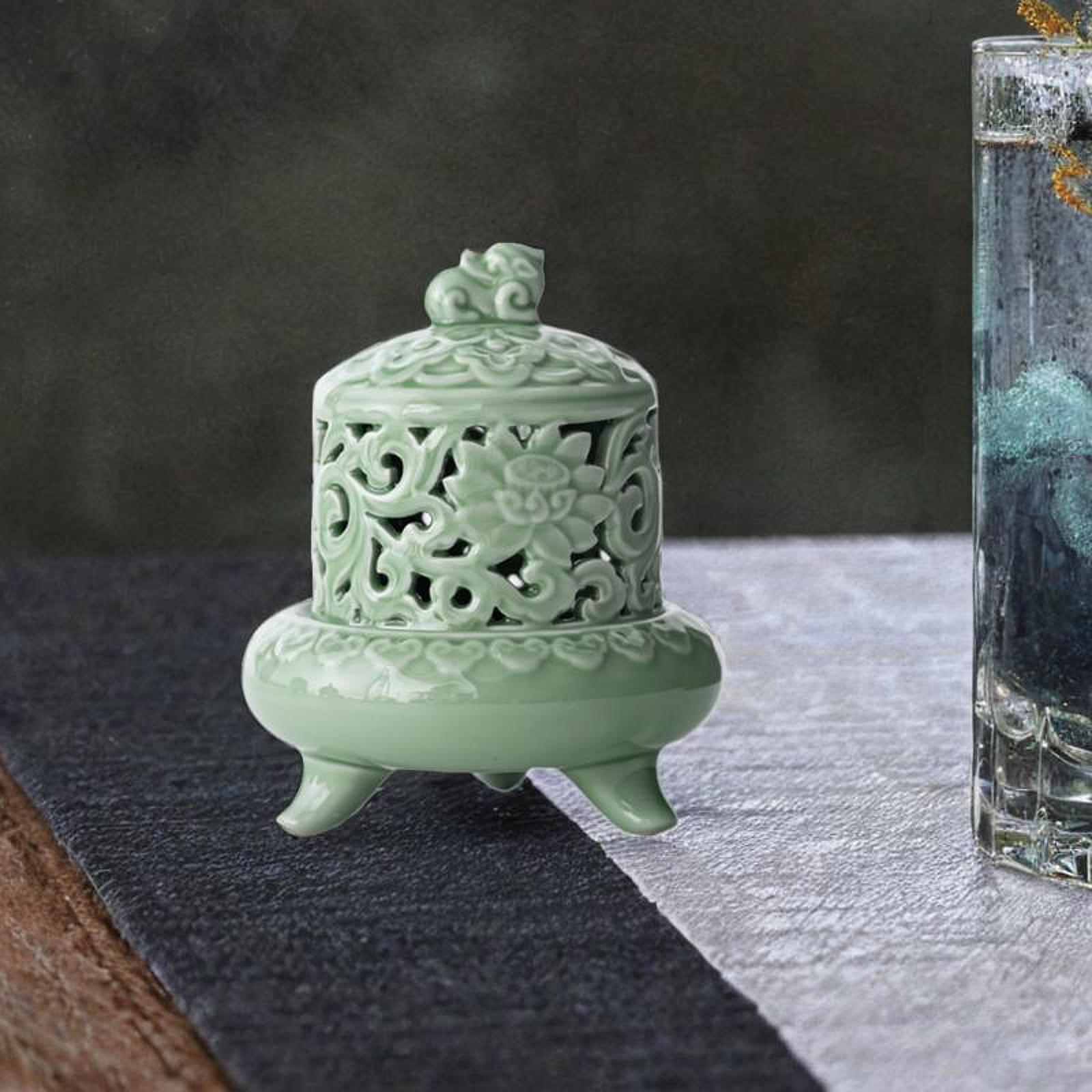 Handcrafted Ceramic Incense Burner Incense Cone Holder with Lid Incense Stick Holder