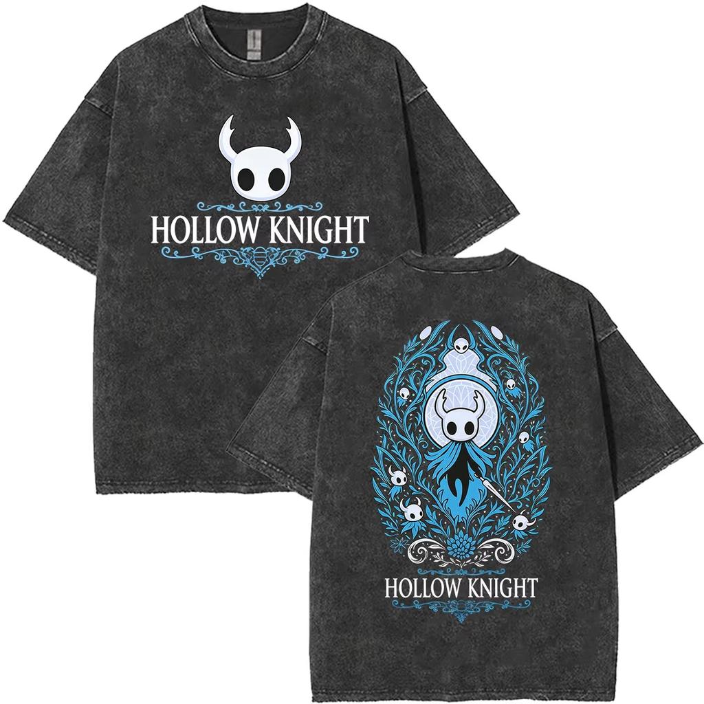 Summer Hot Sale 2026 Game Hollow Knight Washed T Shirt Men Women Vintage Top Hip Hop Streetwear Oversized Tshirt Short Sleeve Casual Clothing