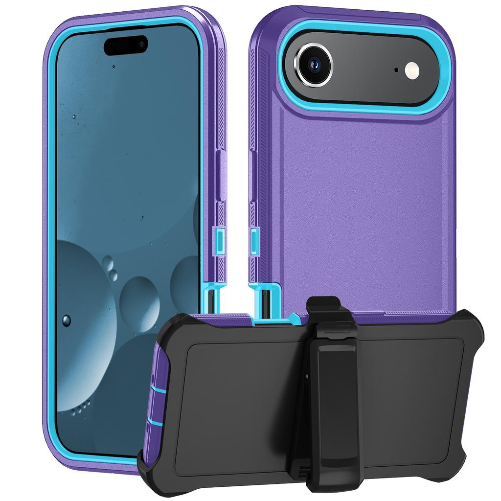 For iPhone Air Rugged Case PC + TPU Cell Phone Cover with Back Clip Kickstand