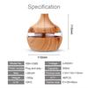 Essential Aroma Oil Diffuser Ultrasonic Wood Grain LED Light Room Air Humidifier