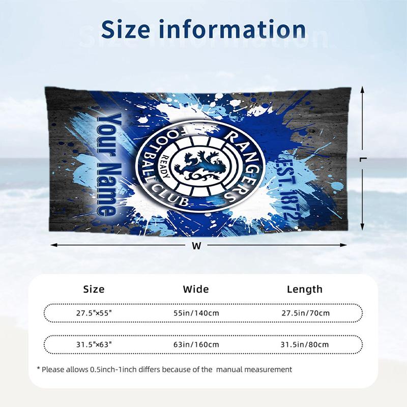 Beach Towel Custom Name Text, Quick Dry Large Towel For Beach HomeRangers FC