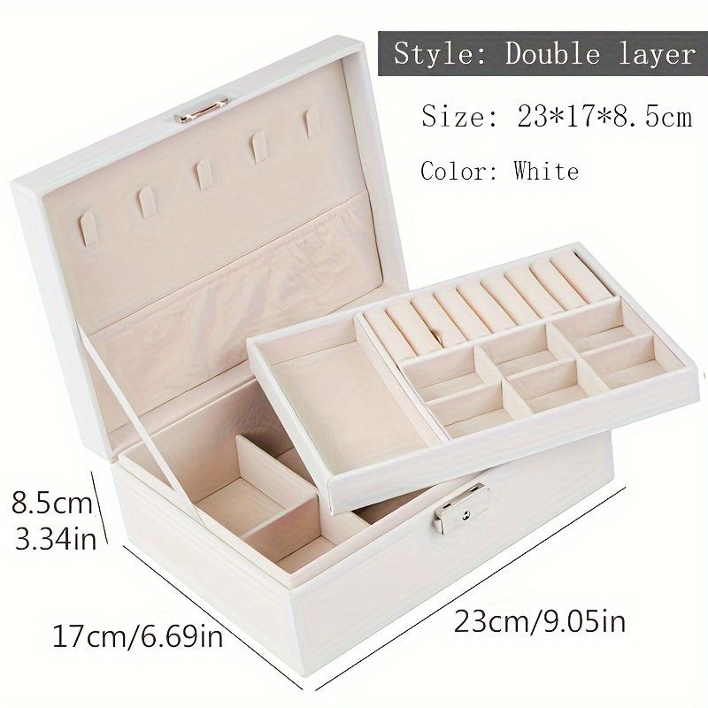 Schmuck-Organizer-Box im Vintage-Stil mit Doppelschicht aus Kunstleder mit Schloss - Geräumige Aufbewahrung für Ohrringe, Schmuckkästen