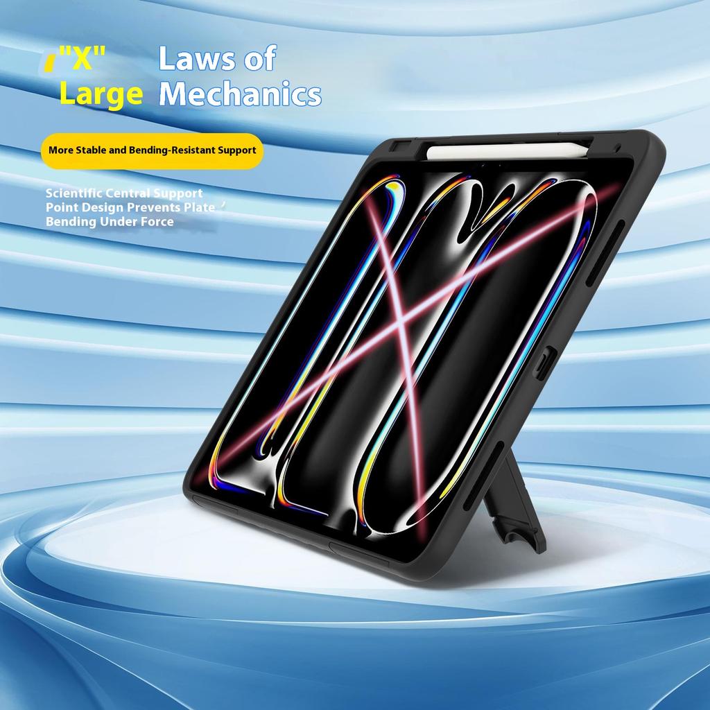 For iPad Pro 13 (2025)/13 (2024) Case Kickstand PC + TPU Shockproof Tablet Cover with Pen Slot