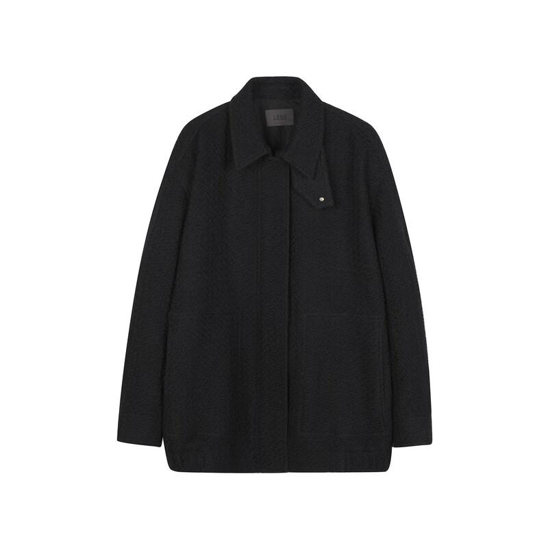 LESS 2024 Winter Lamb Wool Blend Loose Long Sleeve Woolen Jacket
