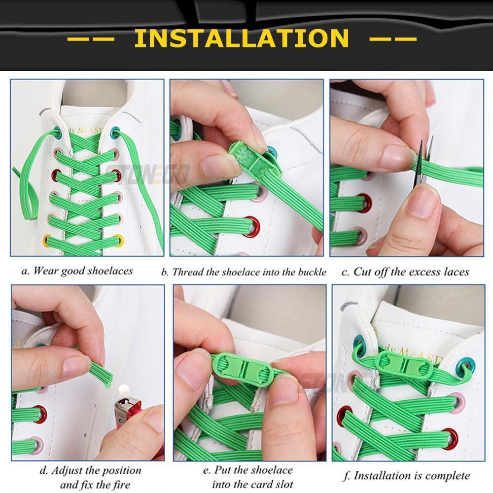 1Pair No Tie Elastic Shoelaces for Sneakers Flat Rubber Bands Quick Fit for Kids and Adults Durable Shoelace Replacement