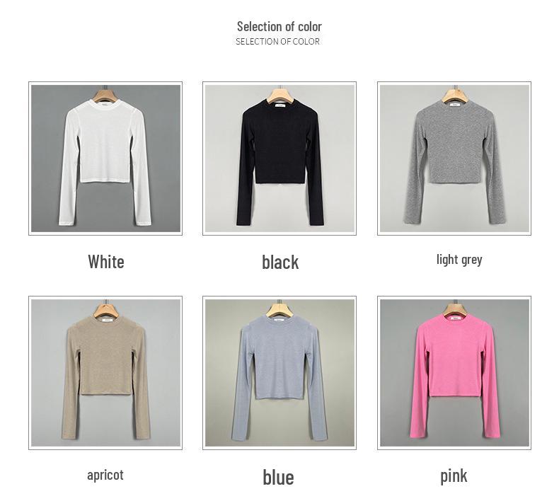 Korean Dongdaemun Trendy Tight Long Sleeve T-shirt: Sexy & Versatile with Big Bust and Waist Display