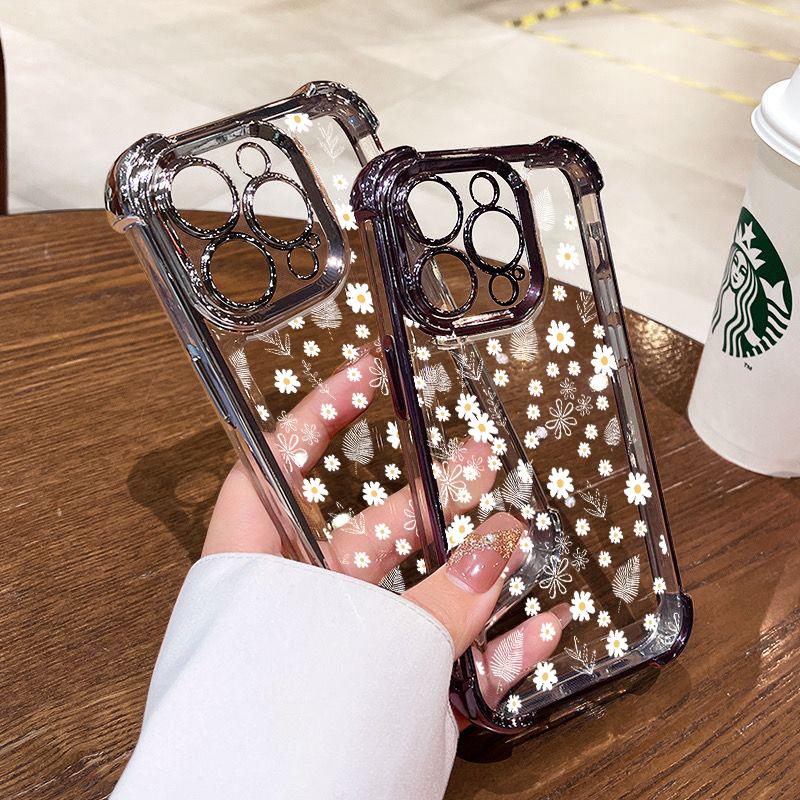Flower Plating Clear Case For Huawei Honor X5C X7D X9D 400 Pro Magic 7 Lite X8C X8B X8 X8A X7A X6C X9B X5B X6A X9A Airbag Cover