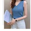 Summer Women's Bottoming Shirt V-neck Sleeveless Ice Silk Camisole Undershirt Sleeveless Knit Tops Vest Loose Elastic