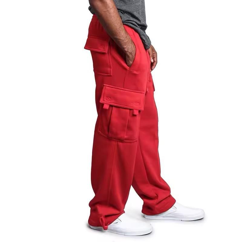 Sports Casual Pants Tying Feet Multi-pocket Tether for Men's New Loose Work Trousers