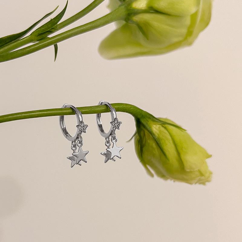 Star Ear Buckle Women's Simple Light Luxury Pentagram Micro-inlaid Zircon Earrings Niche Design Earrings
