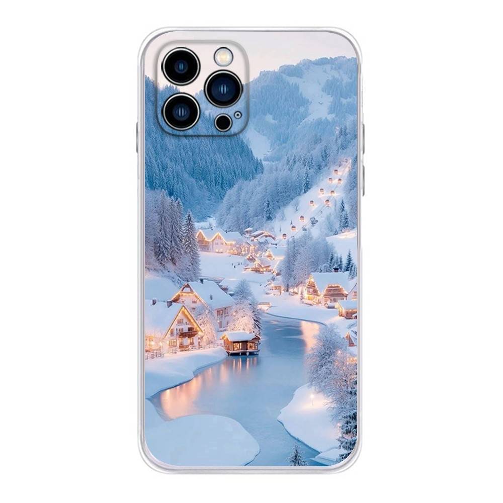 Natural Scenery Snow Mountain Phone Case for iPhone 16,15,14,13,12,11Pro,Max,17,Air,E,Mini Fingerprint Anti-Shock Rear Cover TPU