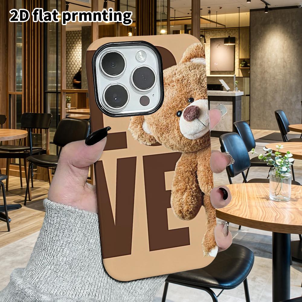 Phone Case: 2D Flat Design Suitable for iPhone 18, 17, 16, 15, 14, 13 Pro Film Protective Case, Couple Style, LOVE Brown Bear, Christmas and Halloween