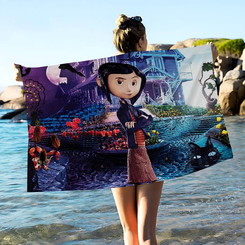 C-Coraline-S Microfiber Blanket Quick Drying Beach Towels Oversized Printing Super Absorbent Pool Towel Blanket