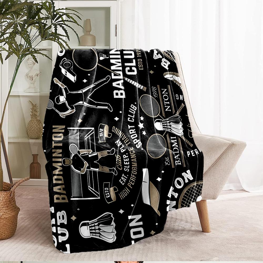 badminton Theme Printed Blanket - Perfect for Couch, Bed, Travel & Outdoor Use | Machine Washable, Cozy & Durable.