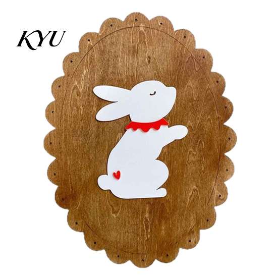 Safe Rounded Corner Wall Decor Rustic Wooden Stickers, Nordic Rabbit Goose Decor, Cute Retro Lace Baseboard Animal Art for Kids Bedroom Nursery