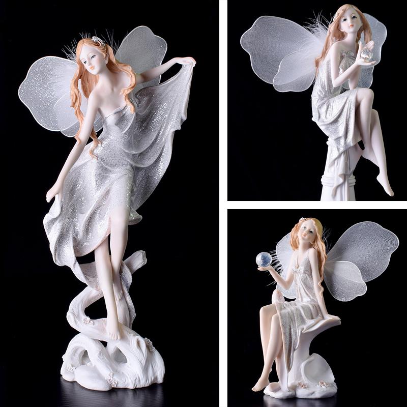 Europe Flower Fairy Beauty Angel Figurines Decoration Resin Home Crafts Desktop Cute Ornament Birthday Wedding Gift Accessories