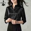 Women's Fashion Casual Spring Autumn Solid Color Print Long Sleeve POLO Neck Blouses & Shirts