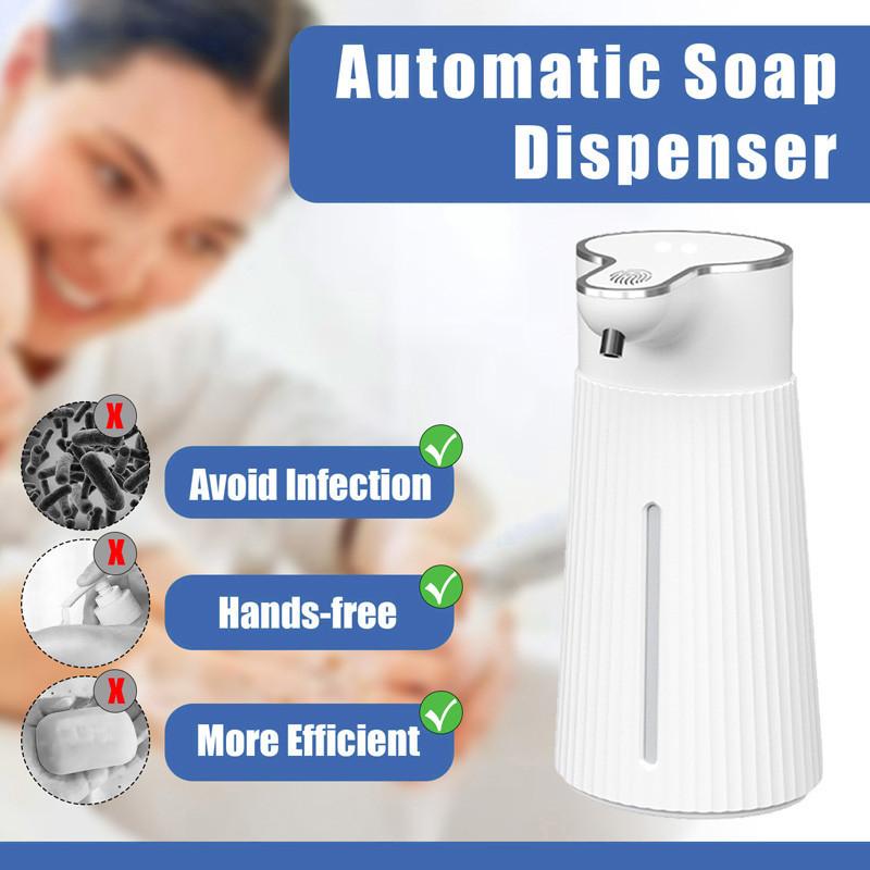 400ml Automatic Foaming Soap Dispenser 2-Level Adjustable Touchless Soap Dispenser Electric Rechargeable Foam Hand Soap Dispenser for Bathroom Kitchen