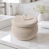 Braided Cotton Storage Basket with Lid for Dressing Areas, Living Areas