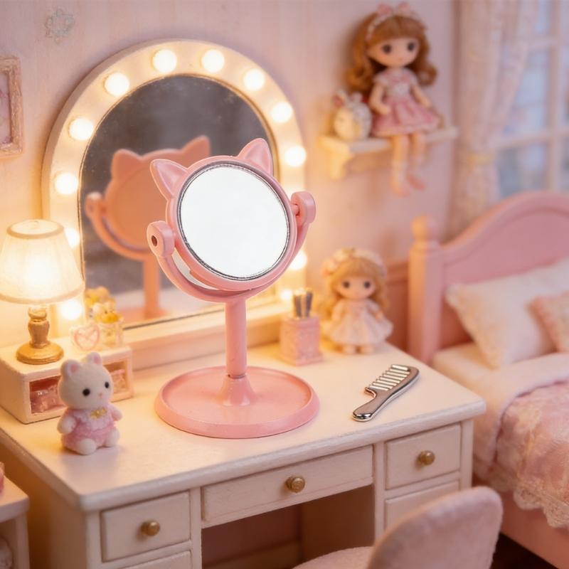 1:12 Scale Doll House Miniature Vanity Mirror With Comb Set For Realistic Scene Setting Decoration Doll Accessories