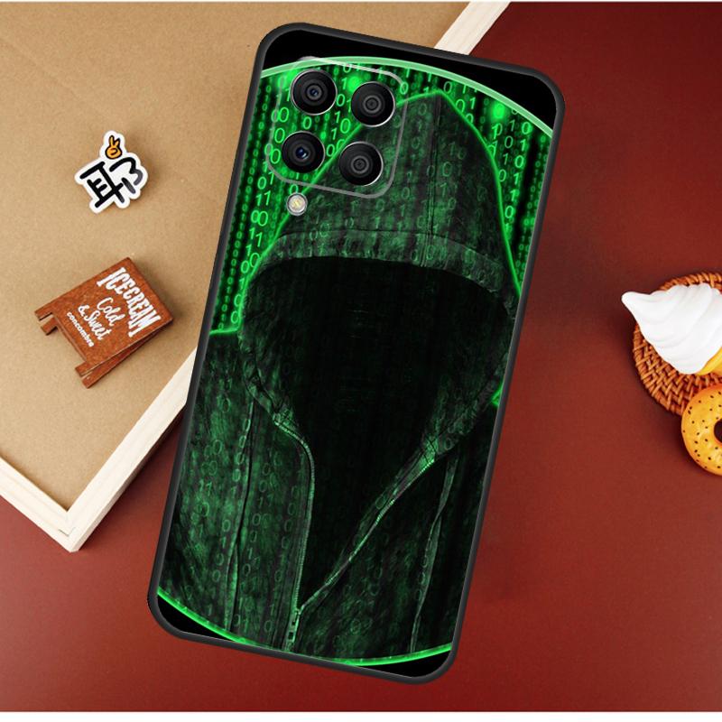 Hacker Binary Matrix Rain Case For Samsung Galaxy M16 M36 M56 M06 M52 M32 M12 M54 M34 M14 M35 M55 M15 M11 M31 M13 M53