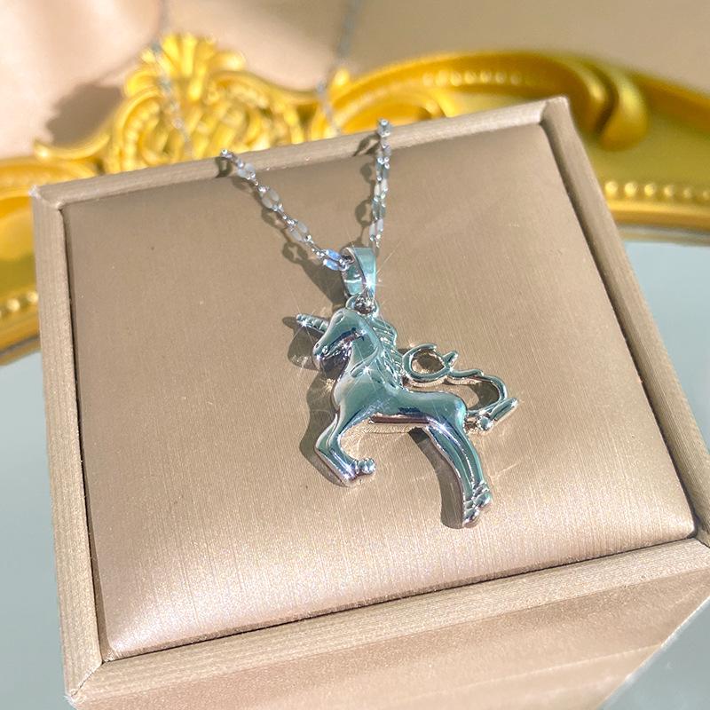 Elegant Luxury Unicorn Pendant Zodiac Necklace for Women