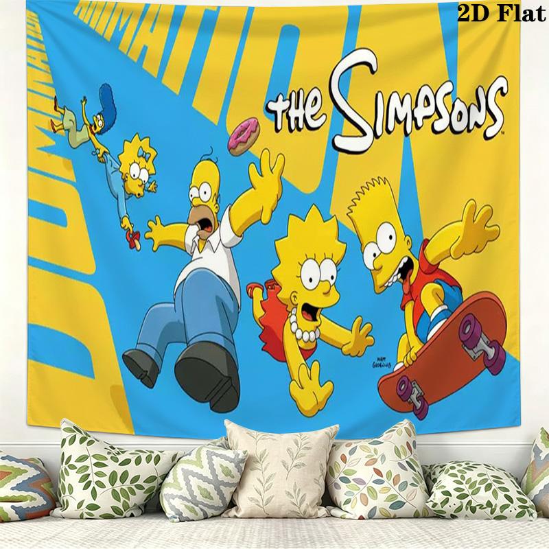 The Simpsons Wall Tapestry Aesthetic Wall Hanging Printed Fabric Blanket Decorative Tapestries for Bedroom Living Room Home Decor