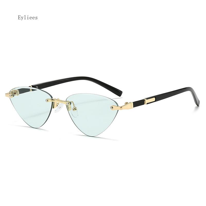 Vintage Triangle Sunglasses Women Rimless Clear Ocean Lens Gradient Fashion Cat Eye Sun Glasses for Men lentes de sol mujer