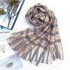 New Checkered Silk Scarf for Women, Solid Color Sunscreen Shawl Gold Thread Mulberry Silk Scarf for Women