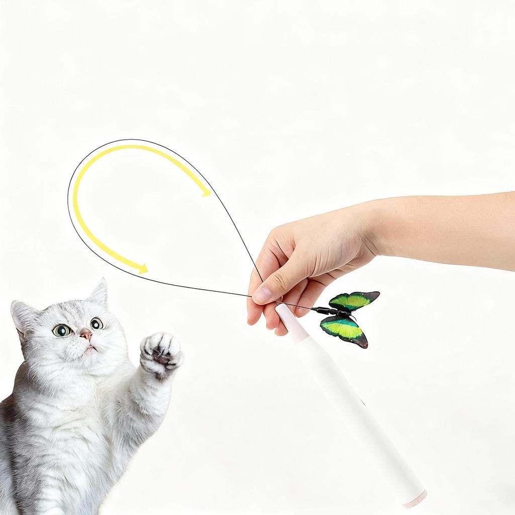 Electric Cat Toy Interactive Suction Cup Stimulating Automatic Electronic Toy Wand for Small Medium Kitten Home Apartment Play