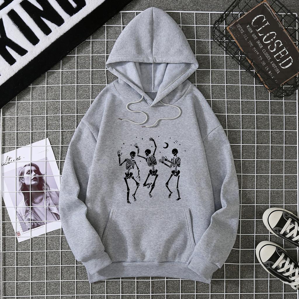 Mingxin Cross-border Women's Clothing Supply Chain Halloween Three-person Skull New Sweater Loose Large Size Women's Coat