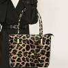 Damen Personalisierte Leopardenmuster Schultertasche Große Kapazität PU Lackleder 2 Stück Schrägbandtasche