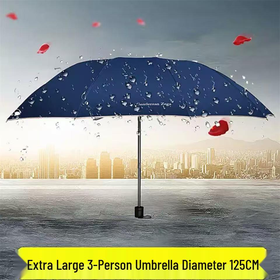 Velký skládací deštník pro tři osoby, odolný proti dešti a slunci, s potiskem loga na zakázku