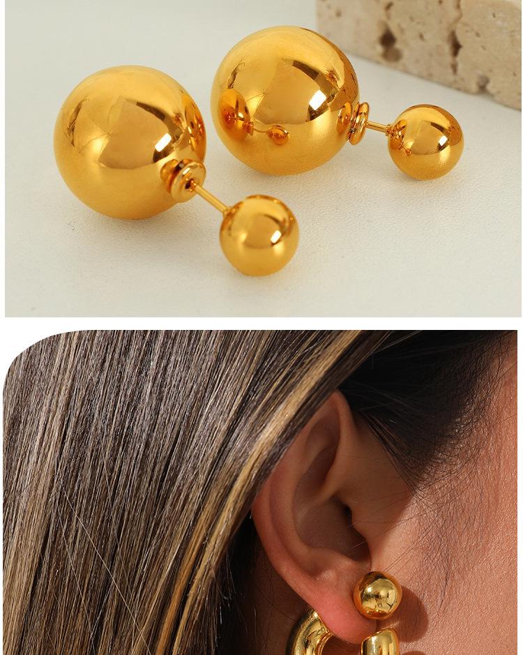 Gold Non-fading C-shaped Stainless Steel Stud Earrings with European & American Niche Design