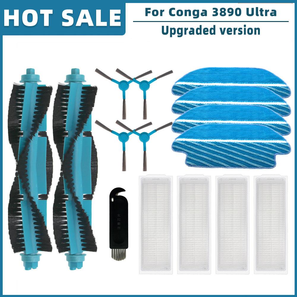 For Cecotec Conga 3890 Ultra Titanium Vital Robot Vacuum Spare Parts Accessories Main Side Brush Hepa Filter Mop Rag Brush Cover